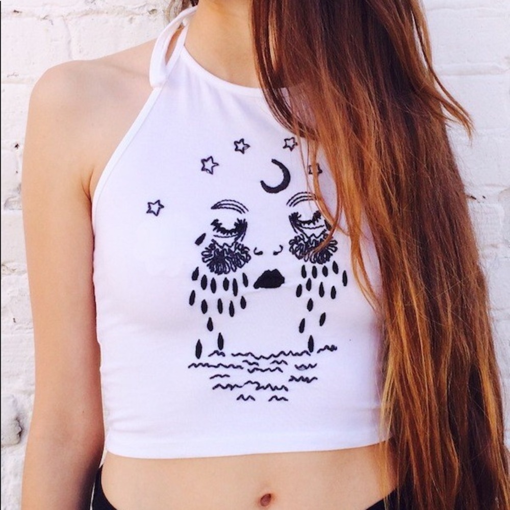 Brandy Melville Sachi Moon Tears Halter Top